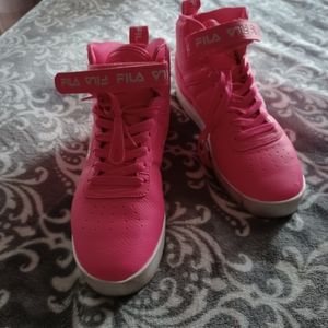 Hot pink Fila mid tops